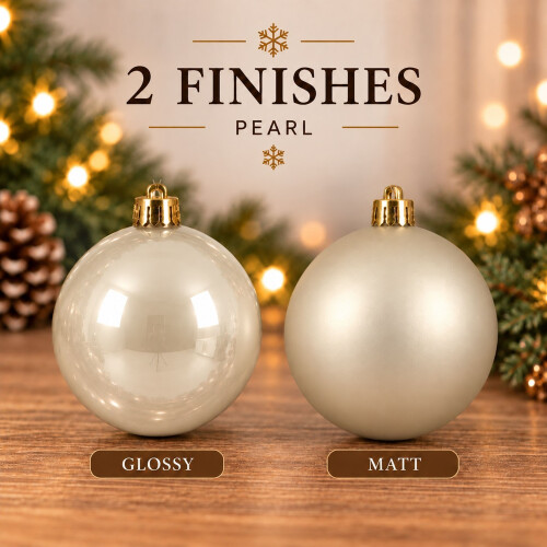 24 Christmas Tree Baubles Pearl Gold 2