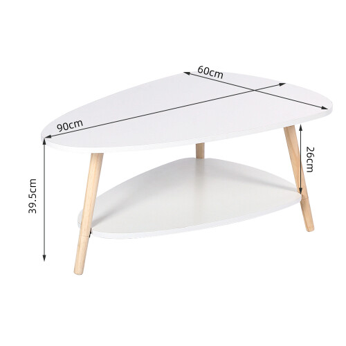 2-Tier Couch Side Table Sofa Table Triangle Couch Side Tables for Living Room White 1
