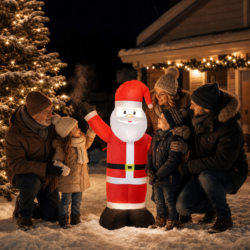 Outsunny Unisex Red 5Ft Christmas Inflatable Velvet Look Santa Claus In - Image 3