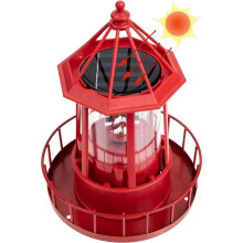 2X LED-Solarbetriebener Leuchtturm, Um 360 Grad Drehbare Lampe, Hofdekoration, Wasserdichte Gartentürme, Statuenlichter A