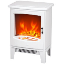 Tempered Glass Casing Electric Fireplace, Overheat Protection, 950w/ 1850W, White