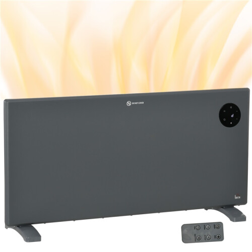 2000W Electric Convector Heater, Freestanding or Wall Mounted, Space Heater with Adjustable Thermostat, Timer, Grey