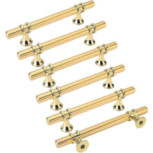 6 Pieces Gold Cabinet Handles 96mm, Modern Minimalist Kitchen Cabinet Knob Pulls, Easy to Use, Great Value, Compact Design, Handy and Practical