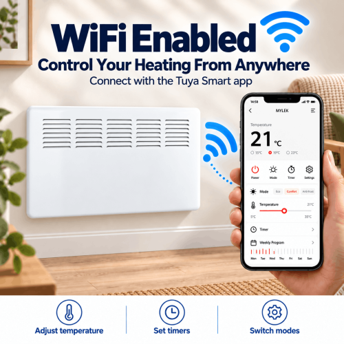 MYLEK (1500W) Mylek Smart App Wifi Electric Panel Heater IP24 2