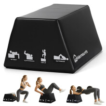 (L) 4-in-1 Hip Thrust Bench, Glute Bridge Training Box with Carry Handle, Non-Slip Pad & Smooth Edges for Home Gym