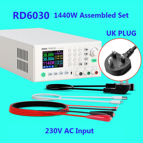 (UK Plug) Assembled Set 60V 30A DC Voltage Step-down Stabilized Lab Power Supply Module Buck Adjustable Converter Battery Charging
