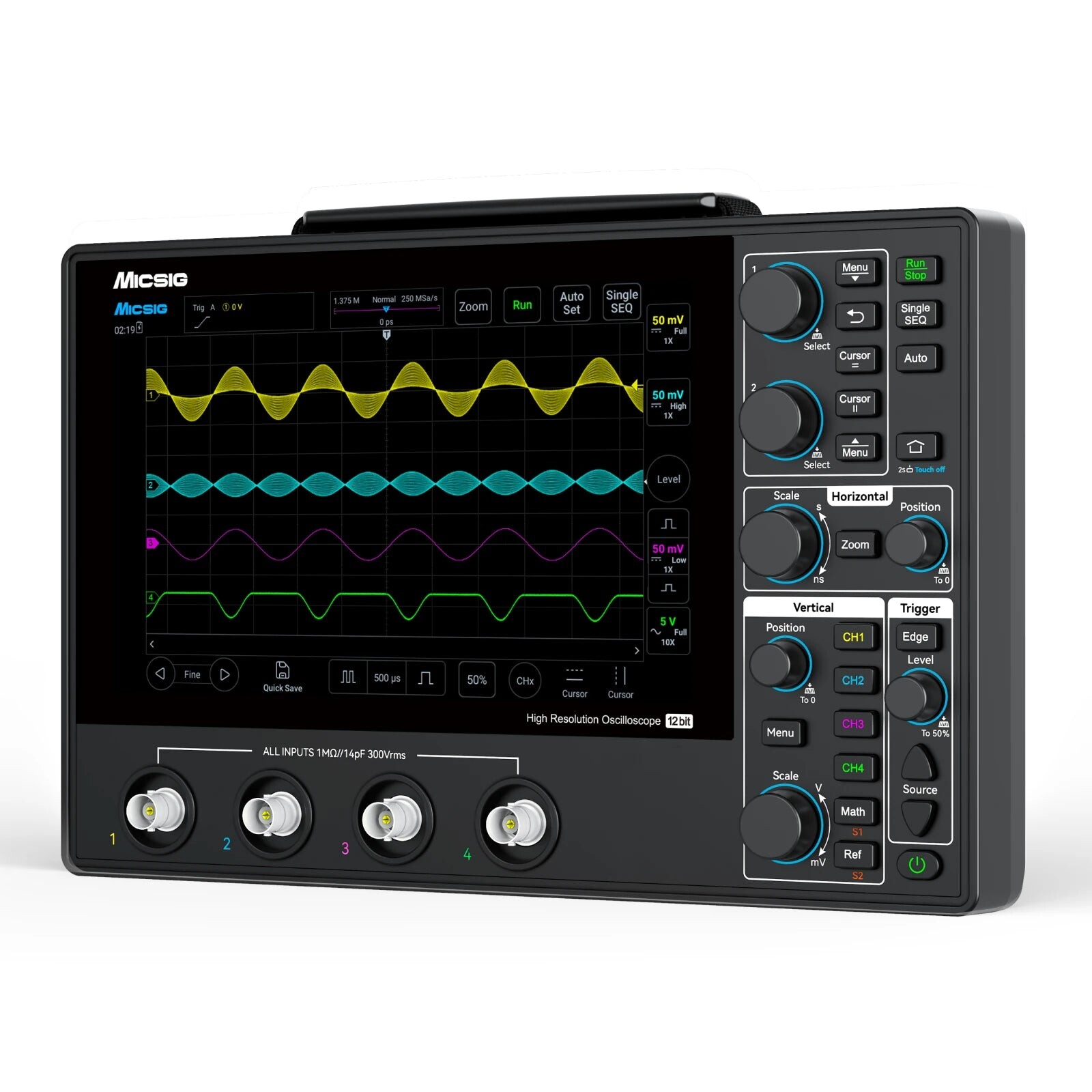(Basic Kit) 100MHz Tablet Oscilloscope, 4 Channels, 12-Bit Resolution ...