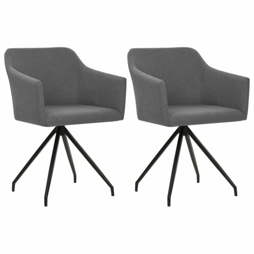 Dining room chairs rotatable 2 pc fabric light gray 1