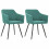 Dining room chairs 2 pc fabric green 2