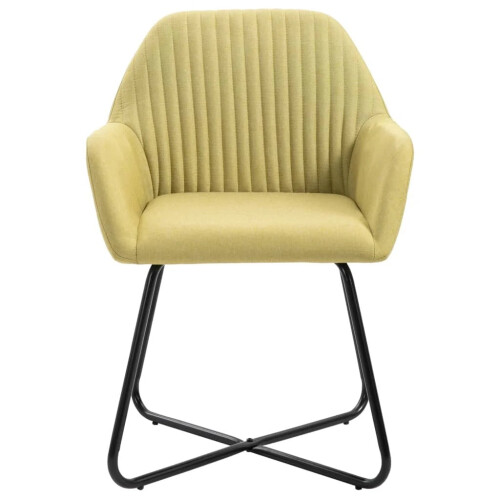 Dining room chairs 6 pcs fabric green 2