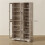 Multi-Storage Kitchen Cabinet, with Glass Doors - Grey Wood-Effect 5