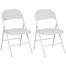 Set of Two Cushioned Folding Chairs - White