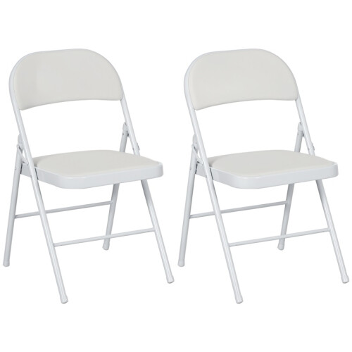 Set of Two Cushioned Folding Chairs - White