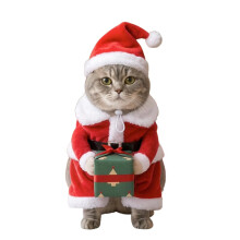 (L) Pet Santa Costume Christmas Cat Dog Cosplay Outfit Santa Claus Puppy Costume For Puppy Kitten Holiday Party