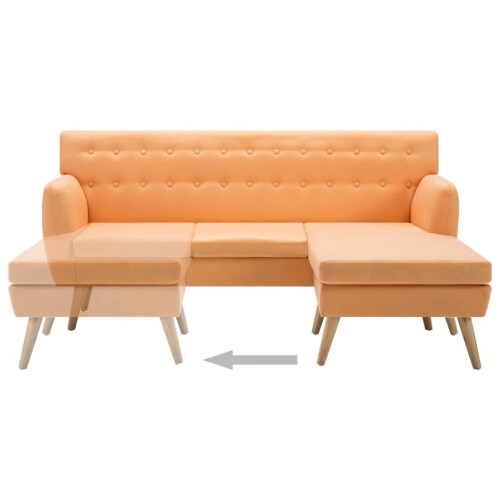 Bench L-shaped 171.5x138x81.5 cm fabric orange 2