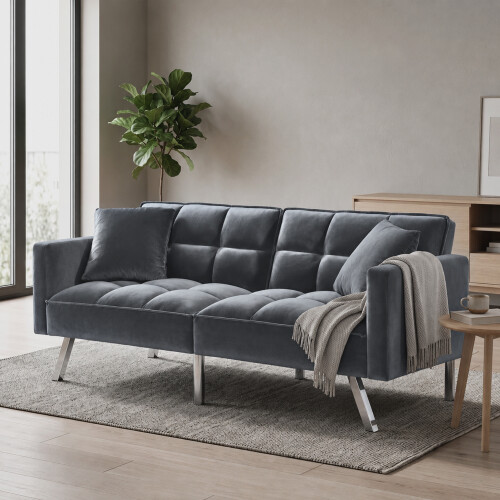 Modern Velvet Sofa Bed 2 Seater Click Clack Sofa