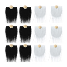 (Black White) Diy Holiday Home Decor Gnome Beard Set 12pcs Gnome Beard Nose Kit Diy Christmas Craft Supplies