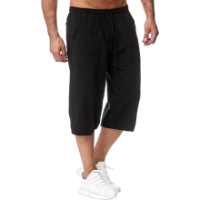 Herren Leinen-Shorts Strandshorts Locker Sommer Casual Schwarz M — leinenhose herren, sommerhose kurz