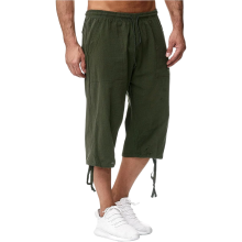 Herren Leinen Shorts Strandshorts Locker Sommer Casual Grün S — leinenhose kurz, sommerhose herren