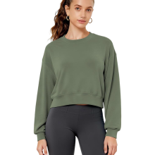 Top de Mujer Blusa de Manga Larga Suelta Oversize Casual Cómoda Verde S — ropa yoga mujer, camiseta modal suave