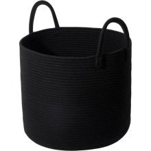 Panier à linge tressé en coton Organisateur robuste Noir 40x34 cm — corbeille rangement, panier jouets enfant