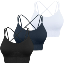 Sujetador Deportivo para Mujer Sin Costuras Ajustable Cómodo Set de 3 Piezas L — top yoga mujer