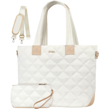 Sac Cabas Femme Voyage Matelassé Léger Spacieux Blanc 46x34x18 cm — grand sac fourre-tout, sac ordinateur portable