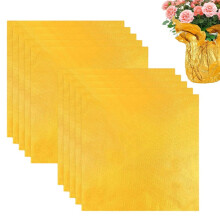(Gold) 10-Piece Foil Wrapping Paper Christmas Waterproof Tear-Resistant Packaging DIY Party Floral Planter Pot Wrap