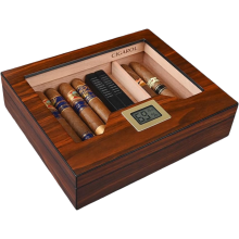 Zigarren-Humidor mit Befeuchter Zedernholz Elegant Braun — zigarrenaufbewahrung, tabak zubehör, humidor glasdeckel