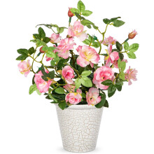Fleurs Artificielles Roses en Pot Réalistes Décoratives Rose 24 cm — plante artificielle salon, fausse fleur pot
