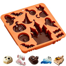 Halloween food silicone molds Halloween ghost pumpkin bat skull shaped chocolate mold DIY cupcake candy baking molds