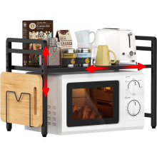 Étagère de Cuisine pour Micro-ondes Extensible Stable en Acier 40-65 cm — rangement plan travail, support four compact