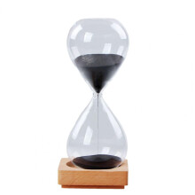 (Black) Decorative Sand Timer for Desk 5 Hourglass Timer 5-minute Glass Hourglass Timer with Wooden Base Modern Decorative for Study