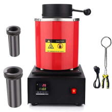 1400W Electric Gold Melting Furnace with 1kg & 3kg Graphite Crucibles, 1100C / 2000F for Gold, Silver & Copper