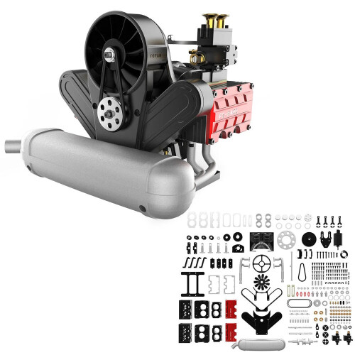 14cc Four-Stroke Horizontally Opposed Four-Cylinder Nitro Engine Assembly Kit Physics Experiment Science Education Toys