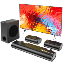 (EU Plug) 380W 5.1CH Dolby Atmos Soundbar with 5.25-Inch Subwoofer & 2 Wired Rear Speakers, eARC/ARC, Optical & Bluetooth Home Theater