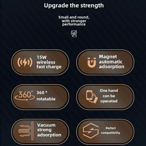 Magnetic Wireless Phone Car Mount Stand Universal Dashboard Suction Cup Bracket for Vehicles,with Wireless Charging 2