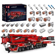(Red) Technical Truck Building Block Remote Control Liebherred LTM 11200 Crane Model Kids Christmas Car Toys