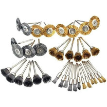 36 Pieces Wire Brush Set, Brass Polishing Brushes and Steel Wire Brushes for Rotary Tools, Easy to Use, Great Value, Compact Design