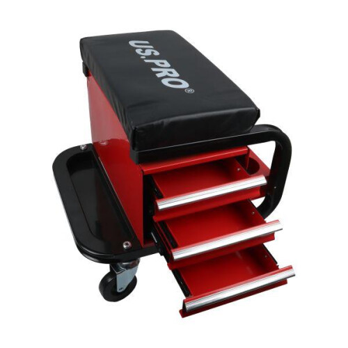 us pro US PRO Tools Rolling Workshop Stool 3 Drawer Tool Storage Tray Spray Can Holder 5069 2