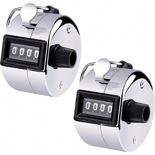 Mechanical Manual People Counter 4-Digit Clicker Numerators 2-Pack