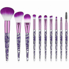 Reismake-upkwastenset met blush- en glitterkwasten in een elegant paars design.
