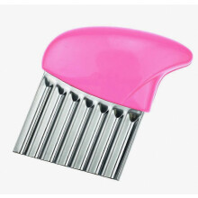 Lot de 2 coupe-frites ondulés en acier inoxydable, hachoir à légumes rose pour la cuisine
