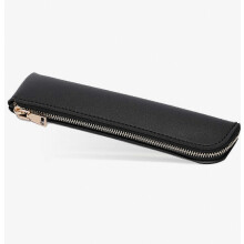 Leren etui, pennenetui, klein etui voor volwassenen, pennen-, potlood- en markeretui, leren mini-etui met ritssluiting