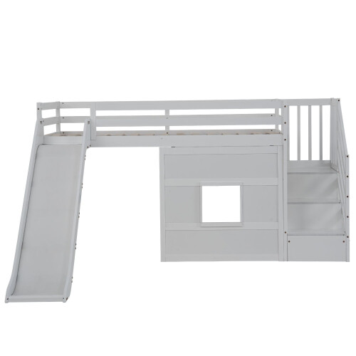Noa and Nani Kasja Staircase Midsleeper Cabin Bed with Window & Slide in White 2