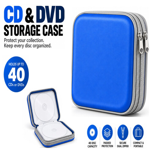 ATEK 40 Disc CD DVD Storage Carry Case Organizer Blue