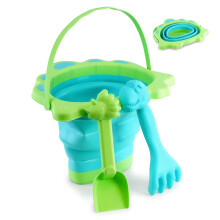 The Magic Toy Shop Collapsible Beach Bucket & Spade Set Kids Foldable Dinosaur Sandpit Toddler Toy