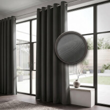 (90 x 108 inch (229 x 274 cm), Dark Grey) 4PC Blackout Eyelet Ringtop Energy Saving Curtains Ready made Thermal Insulated Drapes