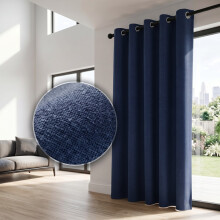 (66 x 84 inch (Single Panel), Navy) 4PC Blackout Eyelet Ringtop Energy Saving Curtains Ready made Thermal Insulated Drapes