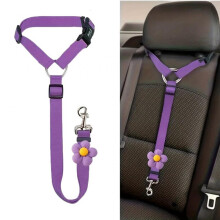 (Black, 2.5-40*60-45*75) Pet Car Safety Leash Retractable Dog Cat Lead Floral Headrest Ring Seatbelt Black